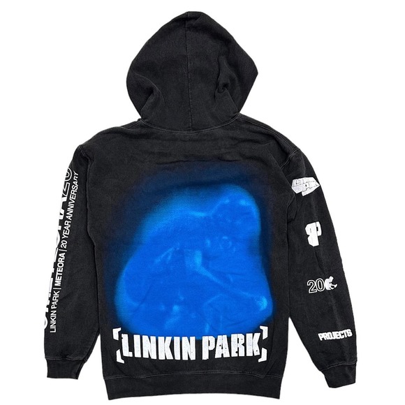 Linkin Park X Brooklyn Projects Men's Overspray Black Wash Zip Hoodie Sweatshirt - Picture 1 of 6